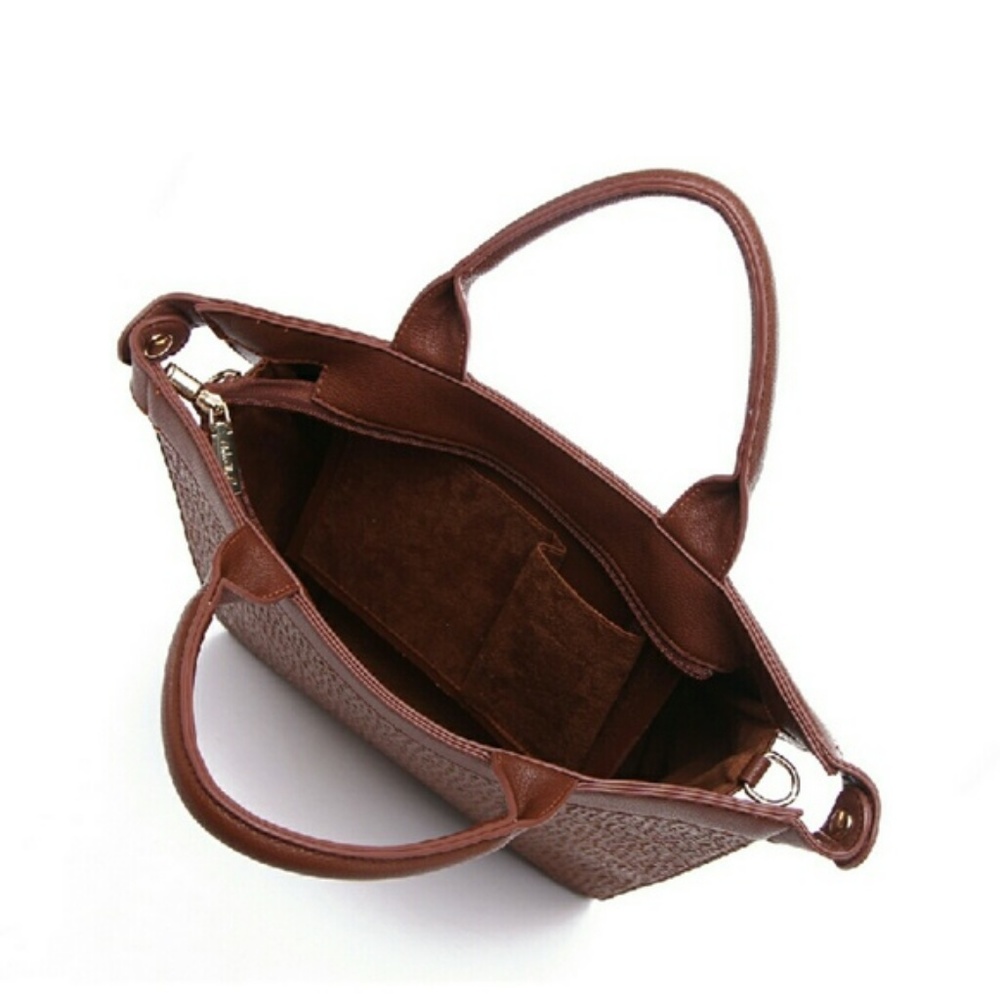 Electra Shopping Tote Purse; Brown - Picture 3 of 7